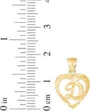 Load image into Gallery viewer, 10k Yellow Gold 0.5" Personalized Alphabet Letter A - Z Initial Heart Pendant with optional Extendable Cable Chain Necklace