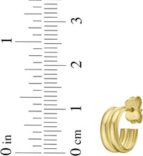 Load image into Gallery viewer, 14k Yellow Gold 10mm Double Row C-Hoop Earrings