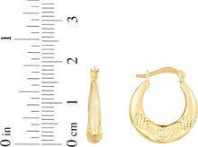 Load image into Gallery viewer, 10k Yellow Gold 19mm Textured Triple Heart Shape Hoop Earrings