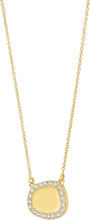 Load image into Gallery viewer, .12cttw Diamond 14k Yellow Gold 11mm Freeform Cushion Charm Pendant Adjustable Chain Necklace, 16 Inch-18"
