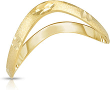 Load image into Gallery viewer, 10k Yellow Gold or White Gold 2mm Satin and Diamond Cut Finish Curved Waved Stackable Thumb Ring