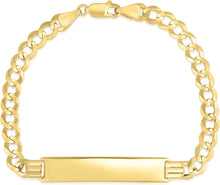 Load image into Gallery viewer, 10k Yellow Gold 6mm Solid Curb Personalized Engraved Name Bar Custom ID Link Bracelet