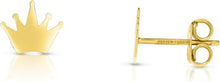 Load image into Gallery viewer, 14k Yellow Gold 8mm Crown Stud Earrings