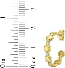 Load image into Gallery viewer, 14k Yellow Gold 18mm Station Diamond Round Circle Hoops Gemstone Earrings