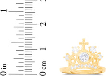 Load image into Gallery viewer, 10k Yellow Gold 14mm CZ Cross Crown Openwork Ring, Sizes 4 - 10
