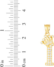 Load image into Gallery viewer, 10k Yellow Gold 0.8" Pave CZ Personalized Crown Alphabet Letter A - Z Initial Charm Pendant with optional Chain Necklace