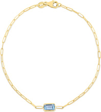 Load image into Gallery viewer, 14k Yellow Gold 1.5mm Paperclip Gemstone Chain Bracelet
