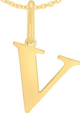 Load image into Gallery viewer, 14k Yellow Gold 0.9" Alphabet Letter A - Z Initial Charm Pendant with optional Extendable Adjustable Chain Necklace
