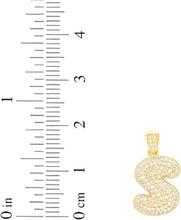 Load image into Gallery viewer, 10k Yellow Gold 0.5" Pave CZ Personalized Bubble Alphabet Letter A - Z Initial Charm Pendant with optional Chain Necklace