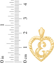 Load image into Gallery viewer, 10k Yellow Gold 0.7" Personalized Alphabet Letter A - Z Initial Heart Pendant with optional Extendable Cable Chain Necklace