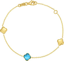 Load image into Gallery viewer, 14k Yellow Gold Natural Amethyst Gemstone Clover Charm Bracelet, Adjustable 6.25 Inch-7.25"