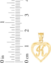 Load image into Gallery viewer, 10k Yellow Gold 0.5" Personalized Alphabet Letter A - Z Initial Heart Pendant with optional Extendable Cable Chain Necklace