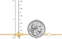 Load image into Gallery viewer, 14k Yellow Gold 8.3mm Cultured Gold Pearl & Clover Station Link Bracelet, Adjustable 6.25" - 7 Inch