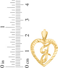 Load image into Gallery viewer, 10k Yellow Gold 0.7" Personalized Alphabet Letter A - Z Initial Heart Pendant with optional Extendable Cable Chain Necklace