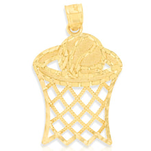 Load image into Gallery viewer, 10k Yellow Gold Flat Basketball Hoop Pendant