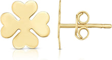 Load image into Gallery viewer, 14k Yellow Gold 10mm High Polish 4-Leaf Clover Stud Earrings