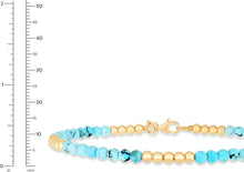 Load image into Gallery viewer, 14k Yellow Gold 3mm Turquoise Alternating Beaded Link Bracelet, 7 Inch