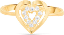 Load image into Gallery viewer, 10k Yellow Gold 10mm CZ Heart Open Double Heart Ring, Sizes 4 - 9