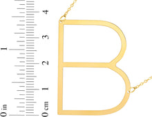 Load image into Gallery viewer, 14k Yellow Gold 1.5" Extra Large Angled Alphabet Letter A - Z Initial Charm Pendant with Chain Necklace