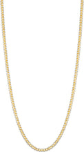 Load image into Gallery viewer, 10k Yellow Gold or Rose Gold 2mm Solid Iced White Gold Pave Round Franco Chain Necklace
