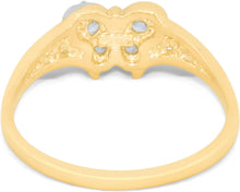 Load image into Gallery viewer, 10k Yellow Gold 6mm Filigree Pave CZ White Gold Butterfly Double Shank Ring, Sizes 4 - 9.5
