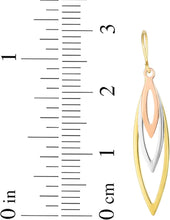 Load image into Gallery viewer, 10k Yellow Gold 30mm Layered Leaves Tri-Color Drop Earrings