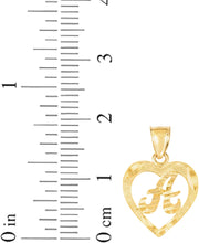 Load image into Gallery viewer, 10k Yellow Gold 0.5" Personalized Alphabet Letter A - Z Initial Heart Pendant with optional Extendable Cable Chain Necklace