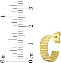 Load image into Gallery viewer, 14k Yellow Gold 15mm Ribbed C-Hoop Earrings