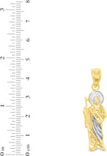 Load image into Gallery viewer, 10k Yellow Gold Saint Jude Two-Tone Religious Pendant