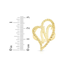 Load image into Gallery viewer, 10k Yellow Gold Small Medium Large or Extra Large A-Z Cursive initial Letter Heart Ring