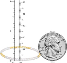 Load image into Gallery viewer, Italian 14k Yellow Gold 2mm Bead & Freshwater Pearl Link Bracelet, 7 Inch