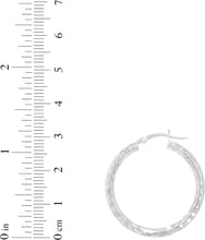Load image into Gallery viewer, 10k White Gold 3mm Diamond Cut Round Tube Hoop Earrings