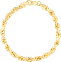 Load image into Gallery viewer, 10k Yellow Gold 7mm Solid Rope Chain Diamond Cut Bracelet or Anklet