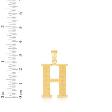 Load image into Gallery viewer, 10k Yellow Gold 1 Inch Extra Large Textured Letter Pendant A-Z Alphabet Pendant with Optional Rope Chain Necklace