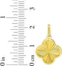 Load image into Gallery viewer, Italian 14k Yellow Gold 14mm Radiant Clover Charm Pendant with Optional Necklace, 16-17-18 Inch