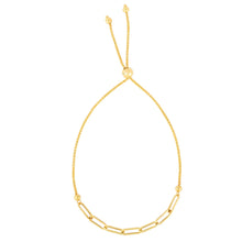 Load image into Gallery viewer, 14k Yellow Gold Paperclip Friendship Bolo Bracelet or Anklet, Adjustable 9.25 Inch