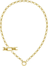 Load image into Gallery viewer, Italian .13cttw Diamond 14k Yellow Gold 5mm Charm Link Chain Necklace, 18 Inch