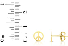 Load image into Gallery viewer, 14k Yellow Gold 7mm Peace Symbol Sign Stud Earrings