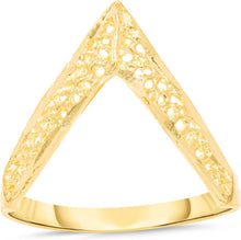 Load image into Gallery viewer, 10k Yellow Gold 16.5mm Edged Chevron Openwork Filigree Ring