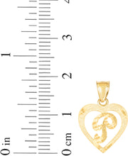 Load image into Gallery viewer, 10k Yellow Gold 0.5" Personalized Alphabet Letter A - Z Initial Heart Pendant with optional Extendable Cable Chain Necklace