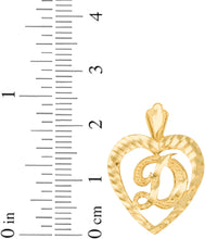 Load image into Gallery viewer, 10k Yellow Gold 0.7" Personalized Alphabet Letter A - Z Initial Heart Pendant with optional Extendable Cable Chain Necklace