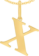 Load image into Gallery viewer, 14k Yellow Gold 0.9" Alphabet Letter A - Z Initial Charm Pendant with optional Extendable Adjustable Chain Necklace