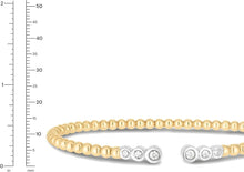 Load image into Gallery viewer, 14k Two-Tone Gold 3mm .17ct Diamond Beaded Open Cuff Bangle Bracelet, 7 Inch