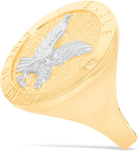 Load image into Gallery viewer, 10k Yellow Gold 24mm Eagle Bird King of the Skies Medallion Men's Ring, Sizes 5 - 13