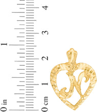 Load image into Gallery viewer, 10k Yellow Gold 0.7" Personalized Alphabet Letter A - Z Initial Heart Pendant with optional Extendable Cable Chain Necklace