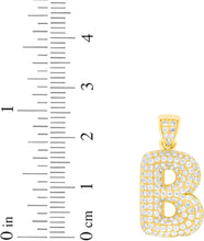 Load image into Gallery viewer, 10k Yellow Gold 0.7" Pave CZ Personalized Bubble Alphabet Letter A - Z Initial Charm Pendant with optional Chain Necklace