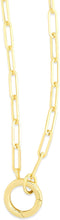 Load image into Gallery viewer, 14k Yellow Gold Round Push Back Clasp for Charms and Pendants 3.2mm Paperclip Chain Necklace, 18 Inch