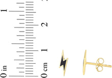 Load image into Gallery viewer, 14k Yellow Gold 10mm High Polished Black Lightning Stud Earrings