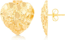 Load image into Gallery viewer, 10k Yellow Gold Solid Nugget Heart Earrings