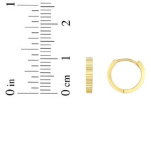 Load image into Gallery viewer, 14k Yellow Gold 10.5mm Linear Diamond Cut Huggie Earrings